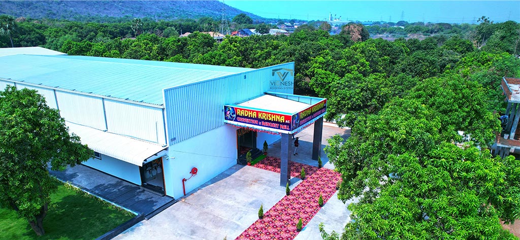 Industrial shed fabrication by Vignesh Roofing Systems - durable pre-engineered steel structures for factories and warehouses