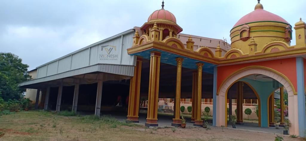 Function hall shed construction by Vignesh Roofing Systems - durable steel roofing for event halls and auditoriums
